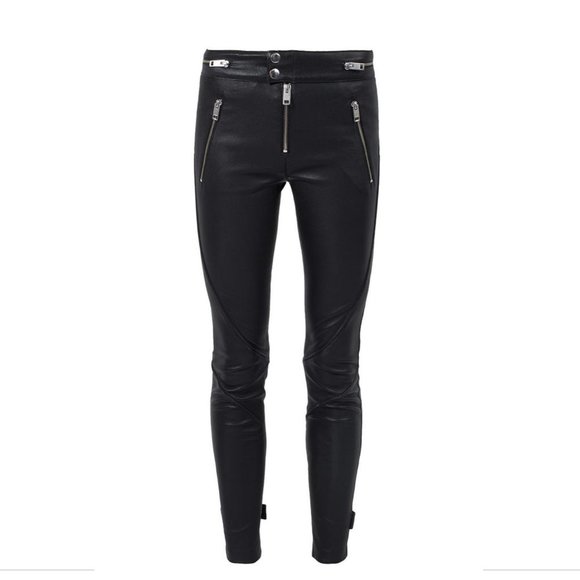 NWT $998 Diesel 'L-Elide' Leather Pants w/ Zipper-Detail in‎ Black [SZ 26 ] - Picture 2 of 13